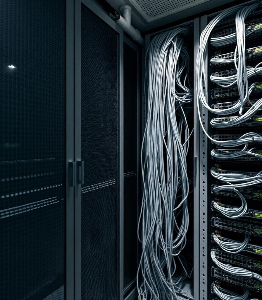 Serverschrank mit strukturierter Netzwerkverkabelung